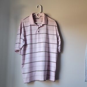 Kirkland Signature Pink and Black Striped Polo Shirt